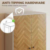 HOMCOM Cabinet Wood-Effect Sticker Surface, Modern Wardrobe with 2 Hanging Rods, 2 Storage Shelves and 2 Drawers, White(m-6)