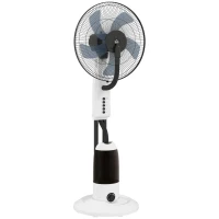 HOMCOM Ventilador Nebulizador Oscilante 90 W Tanque 2,8L 3 Velocidades 5 Aspas y Ruedas Ø44,5x120 cm Blanco(m-1)