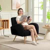 HOMCOM Teddy Fleece Accent Chair - Black(m-2)
