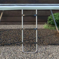 SPORTNOW Scară pentru Trambulină Reglabilă cu 3 sau 2 Trepte din Oțel, 97x32cm, Argintiu(m-7)