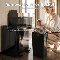 HOMCOM 40L Dual Compartment Stainless Steel Bin, with Deodoriser Holders - Black(m-7)