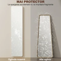 HOMCOM Oglindă de Podea și de Perete cu Cadru din Lemn și Suport Pliabil, 37 x 43 x 156 cm, Culoare Lemn(m-7)