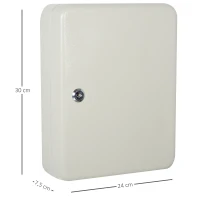 HOMCOM Armario de Llaves Caja de Seguridad para Llaves Bloqueable con 93 Ganchos y Etiquetas 2 Cerraduras Accesorios de Montaje Incluidos 30x24x7,5 cm Beige(m-3)