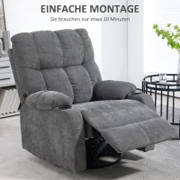 HOMCOM Relaxfauteuil met voetsteun, ligstoel, draaibaar, tot 150 kg, stalen frame, 88x96x108 cm, donkergrijs(m-7)