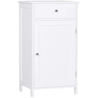 kleankin Armario de Baño con 1 Cajón 1 Puerta y Estante Ajustable Interior Mueble Auxiliar de Almacenaje 43x34x77 cm Blanco(m-12)