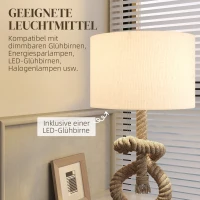 HOMCOM Tafellamp in Maritieme Stijl met USB-Oplaadpoort, Warm, Touwdecor, 30x30x55 cm(m-7)