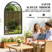 Outsunny Arched Mirror, Shatterproof Acrylic Windowpane Wall Mounted Mirror with Robust Metal Frame, 100 x 60 cm, Black(m-5)