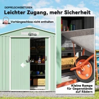 Outsunny gereedschapsschuur, tuinhuisje, met schuifdeuren, fundering, weerbestendig, staal, groen, 213 x 130 x 185 cm(m-5)