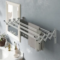 HOMCOM Handtuchhalter, Aluminium, verstellbar, für Innen- und Außenbereich, Silber(m-10)