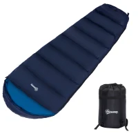 Outsunny Single Mummy Sleeping Bag Envelope Sleeping Bag 3 Season for Adults Warm Lightweight for Camping Hiking Outdoor, Blue, 210 x 75 x 5 cm(m-1)