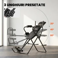 SPORTNOW Masă de Inversiune 3-în-1 cu Bare Flotări, Tracțiuni, Masă de Inversiune(m-7)