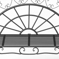 Outsunny Metal Garden Bench Loveseat with Slatted Seat, Black(m-12)