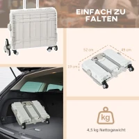 HOMCOM Winkelwagen Winkeltrolley, traploper, inklapbaar, telescopisch handvat, belastbaar tot max 65 kilo, wit(m-4)