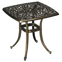 Outsunny bijzettafel terrastafel met parasolgat, aluminium frame voor tuin(m-11)
