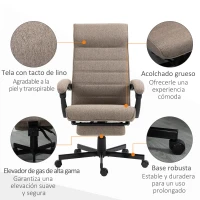 Vinsetto Silla de Oficina Reclinable con Altura Ajustable Reposabrazos y Reposapiés Retráctil 68x67x106-114 cm Marrón(m-6)