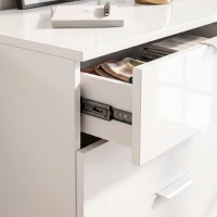 HOMCOM High Gloss 4-Drawer Chest of Drawers, Space-Saving Bedroom Storage Unit with Smooth Runners, White(m-13)