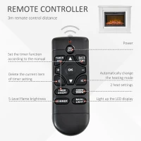 HOMCOM 39" Electric Fireplace Suite with Remote Control, 1kW/2kW Freestanding Fireplace Heater with LED Flame Effect, Overheat Protection, 7-day Programmable Timer(m-5)