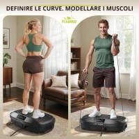Piattaforma vibrante, 5 programmi (incluso HIIT) + elastici di resistenza, 50,8x35,6x12,7 cm, Nero(m-6)