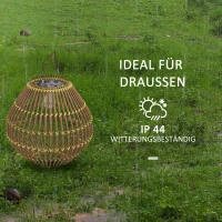 Outsunny Tuinlamp op Zonne-energie, PE-Rattan, Boho-Design, 31 cm x 31 cm x 32 cm, Geel(m-7)