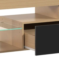 HOMCOM TV-lowboard voor tv's tot 65 inch, modern tv-meubel met verstelbare glazen planken, eiken(m-11)