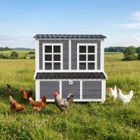 PawHut Wooden Chicken Coop with Nesting Box, Slide-Out Tray, Perches, for 2-4 Chickens, 100 x 86 x 100cm(m-8)