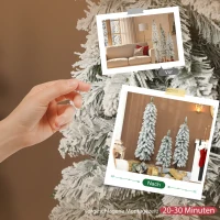 HOMCOM 3-delige set besneeuwde kunstkerstbomen, 90/120/150 cm, vlamvertragend, groen/wit(m-6)