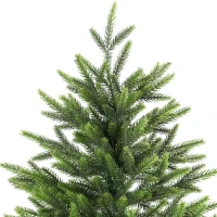 HOMCOM Sapin de Noël Artificiel 210 cm Nordmann, 1008 Pointes de Branches Articulées Réalistes en PE, Support en Bois, Vert(m-13)