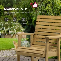 Outsunny tuinstoel, schommelfunctie, brede zitting en rugleuning, natuurlijk hout, 64 x 86 x 85 cm(m-4)