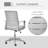 Vinsetto Chaise de Bureau Fauteuil de Bureau Ergonomique Hauteur réglable pivotante 360° revêtement Maille Gris(m-6)