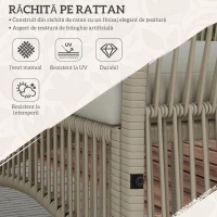 Outsunny Set de grădină din ratan, 4 piese, cu 2 fotolii, canapea și măsuță de cafea, culoare kaki și negru(m-5)