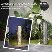 Outsunny Lampadaire solaire extérieur en résine tressée, lampadaire sans fil rechargeable avec capteur de lumière, 77 cm, gris(m-5)