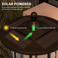 Outsunny Set 2 Lămpi Solare cu Autonomie de 6h și Fixare în Sol, din Oțel Inoxidabil și ABS, 23,5x23,5x184 cm, Negru(m-4)