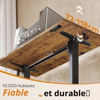 Bureau assis-debout électrique, moteur silencieux avec mémoire 3‑positions et système anti‑collision, 120 × 60 cm, 120x60x72-120 cm, Marron(m-6)