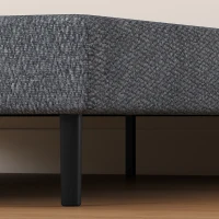 HOMCOM Estrado Estofado 140x190 cm, Estrutura de Cama com Revestimento em Chenille, 10 Ripas de Madeira, 9 Pés Estáveis, Cinza(m-7)