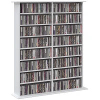 HOMCOM Mediarek, 8 niveaus, dvd-rek met 12 verstelbare planken, 16 vakken, voor 720 cd's, wit(m-15)