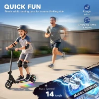 SPORTNOW Folding Electric Scooter for Kids, with Dual Brakes, Front Suspension, LED Colourful Lights, Black(m-6)