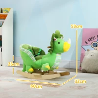 AIYAPLAY Baby Rocking Dinosaur with Animal Sounds, Safety Belt, Wooden Base, for Toddlers 18-36 Months, Green(m-3)