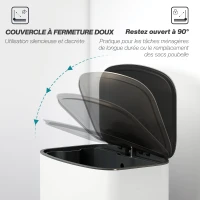 HOMCOM Poubelle cuisine 50L, poubelle à pédale, seau intérieur amovible, couvercle à fermeture douce, 45,1x36,5x62,6cm, crème(m-5)
