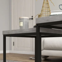 HOMCOM Lot de 2 tables gigognes tables basses carrées tables de salon cadre en acier et plateaux en bois gris(m-9)