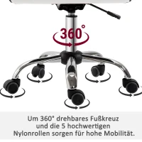 HOMCOM Draaistoel, Hoogteverstelbaar 43-55 cm, Tot 120 kg, Leerlook, Wit(m-4)