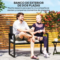 Outsunny Banco de Ratán Sintético para 2 Personas 103x58x78 cm con Cojín Respaldo Inclinado y Estructura de Acero Galvanizado(m-4)