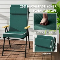 Outsunny Zitkussen 120 x 47 x 9,5 cm Waterafstotend met Banden, Hoofdsteun, UPF50+ Groen(m-4)