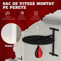SPORTNOW Punching Ball montat pe perete, cu Speed Bag rotativ la 360° și reglabil pe 7 niveluri de înălțime, negru și roșu(m-5)