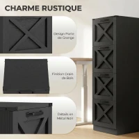 HOMCOM Caisson de Bureau avec 4 Tiroirs, Dossiers Suspendus pour Formats Lettre/A4, Style Rustique, 40x40x131cm, Noir(m-4)