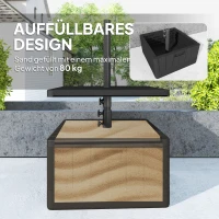 Outsunny Parasolvoet voor het terras, parasolstandaard met tafelblad, terrasparasolbasis, Kunststof, Zwart(m-5)