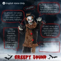 Outsunny 67 Inch Life Size Outdoor Halloween Decorations Talking Circus Clown, Animated Prop Animatronic Decor with Light Up Eyes, Laughter(m-4)