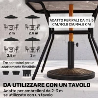 Outsunny Base per Ombrellone in Cemento e Plastica da 14kg con Effetto Rattan Ø48x34cm, Bronzo(m-4)
