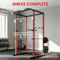SPORTNOW Rack Reglabil pentru Genuflexiuni Power Cage cu Bară de Tracțiuni, 460 kg, Negru(m-6)