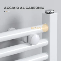 HOMCOM Termoarredo Bagno Scaldasalviette a 39 Barre in Acciaio, 60x180cm, Bianco(m-5)
