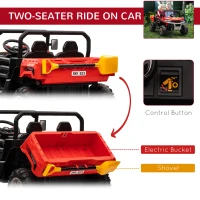HOMCOM 12V 2 Seater Kids Electric Ride-On Car with Electric Bucket, Remote Control - Red(m-4)